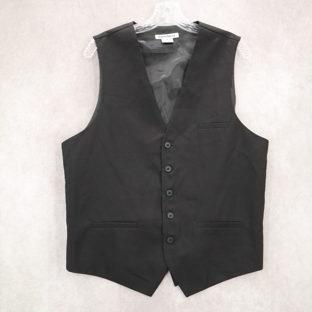 Daniel Elissa Black 5 Button Point Waistcoat Tuxedo Formal Suit Vest Medium 42R‎
